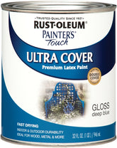 Painter's Touch Ultra Cover 224428T Enamel Paint, Water Base, Gloss Sheen, Deep Blue, 1 qt, Can, 120 sq-ft Coverage Area